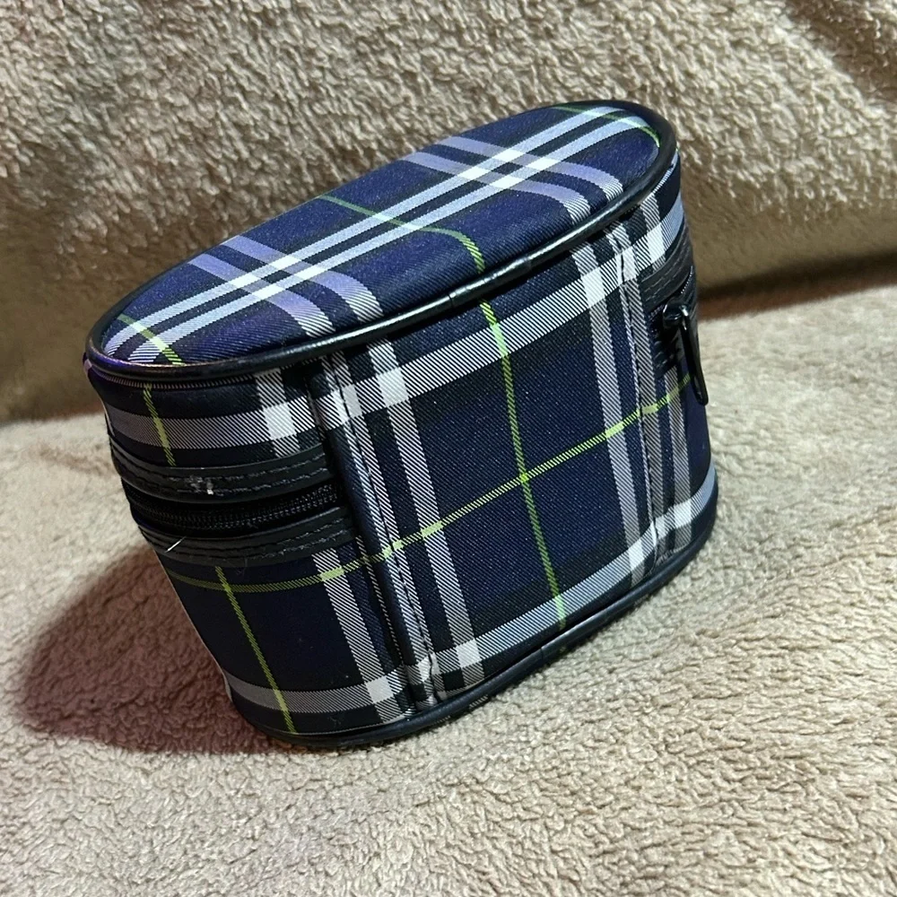 Burberry Authentic Small Blue Plaid Make Up Bag